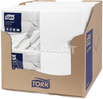 Серветки Tork 33 см x 33 см, 200 шт - білі