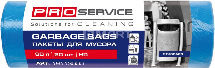 Пакет для мусора PRO service 60*80 / 60л 20шт синие