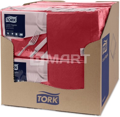 Серветки Tork 33 см x 33 см, 200 шт - бордо