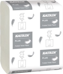 Туалетная бумага KATRIN Plus листовая 9.9 см x 25.5 см - белая