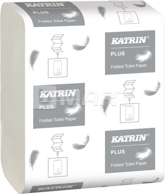 Туалетная бумага KATRIN Plus листовая 9.9 см x 25.5 см - белая