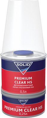 Двухкомпонентный акрил-уретановый прозрачный лак системы HS SOLID PREMIUM CLEAR HS 0.75л