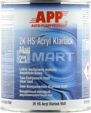 Лак безбарвний матовий APP 2K HS Acryl Klarlack Matt 1 л