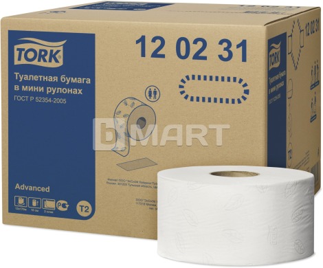 Туалетний папір Tork в міні-рулонах 170 м - білий