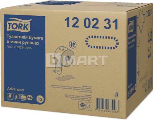 Туалетний папір Tork в міні-рулонах 170 м - білий