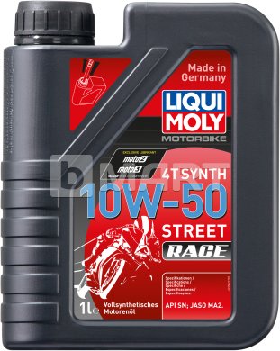 Синтетическое моторное масло для 4-тактных мотоциклов Liqui Moly Motorbike 4T Synth Street Race 10W-50 1л