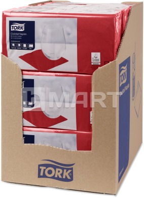 Серветки Tork 24 см x 24 см, 200 шт - бордо