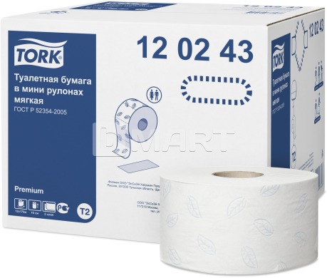Туалетная бумага Tork в мини-рулонах 170 м - белая, мягкая