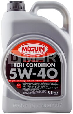 Meguin Моторное масло HIGH CONDITION SAE 5W-40 5л 3198