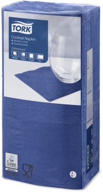 Салфетки Tork 24 см x 24 см, 200 шт - синие