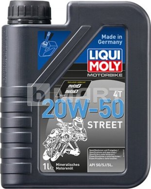 Минеральное моторное масло для 4-тактных мотоциклов Liqui Moly Motorbike 4T Street 20W-50 1л