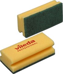 Жовта губка Vileda 9.5 x 7 см - зелений абразив