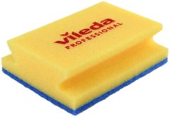 Жовта губка для ванни Vileda 14 x 18 см - синій абразив