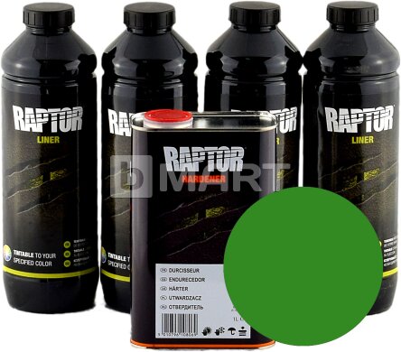 RAPTOR Прочное защитное покрытие зеленое - 4 л, комплект