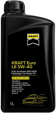 Масло моторное KRAFT Euro LE 5W-40, 1л 708136