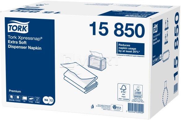 Серветки Tork для диспенсерів N4 16.5 см x 21.3 см - білі