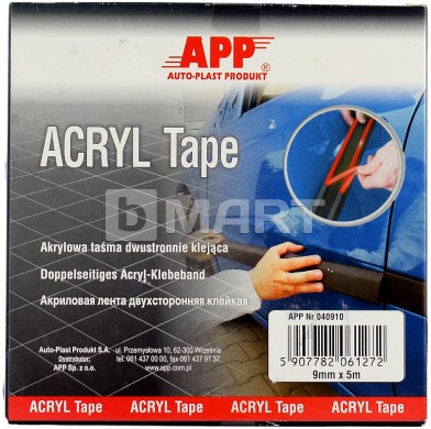 Стрічка двостороння клеюча акрилова APP Acryl Tape 9 мм x 5 м