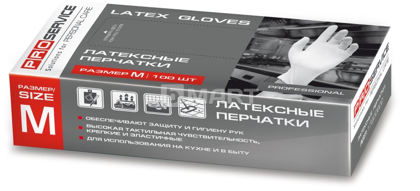 Перчатки латексные PROservice Professional M 100шт белые