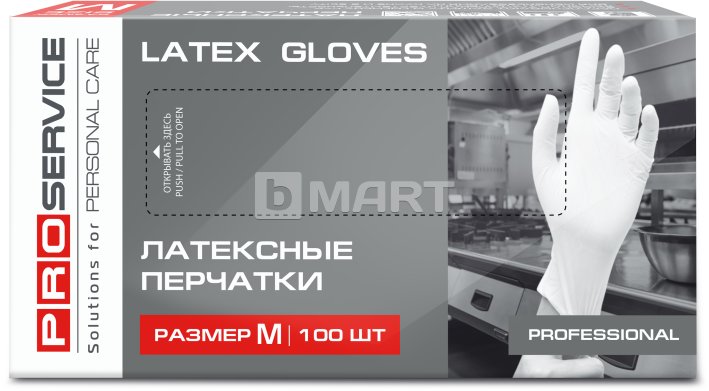 Перчатки латексные PROservice Professional M 100шт белые