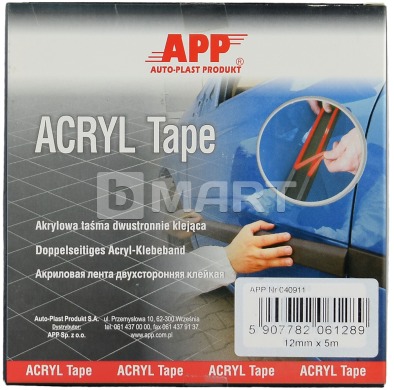 Стрічка двостороння клеюча акрилова APP Acryl Tape 12 мм x 5 м