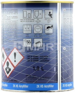 Грунтовка акрилова 2-комп APP 2К HS Acryfiller 5: 1 біла 1 л