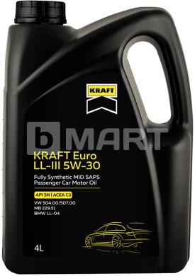 Масло моторное KRAFT Euro LL-III 5W-30, 4л 708433