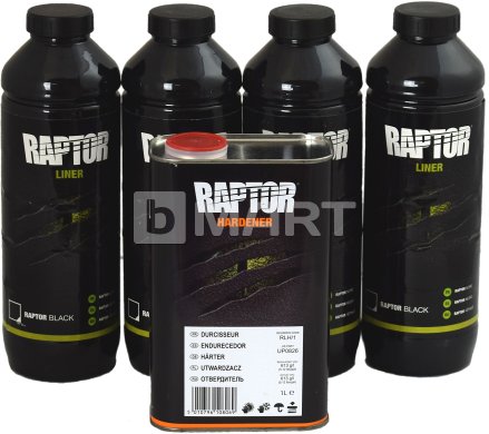 RAPTOR Прочное защитное покрытие черное - 4 л, комплект