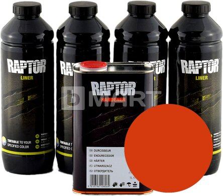 RAPTOR Прочное защитное покрытие оранжевое - 4 л, комплект