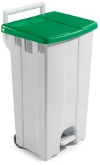 Контейнер для мусора FILMOP с педалью 90 л - белый, зеленая крышка