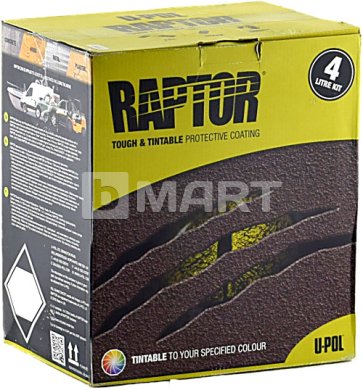 RAPTOR Прочное защитное покрытие колеруемое - 4 л, комплект