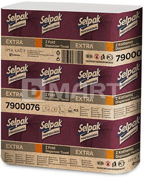 Бумажные полотенца листовые Z-укладка Selpak Pro Premium белые