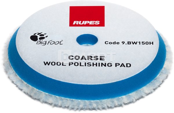 Жесткий шерстяной полировальный круг Rupes Coarse 9.BW150H синий