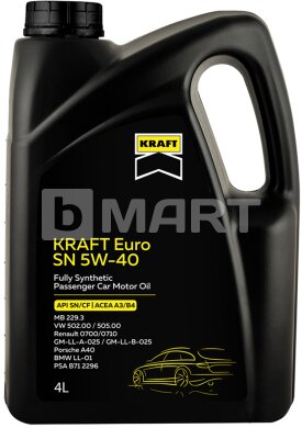 Масло моторное KRAFT Euro SN 5W-40, 4л 708437