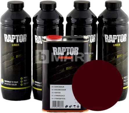 RAPTOR Прочное защитное покрытие гранатовое - 4 л, комплект