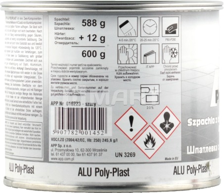 Шпатлевка с алюминиевой пудрой APP ALU POLY-PLAST 0.6 кг