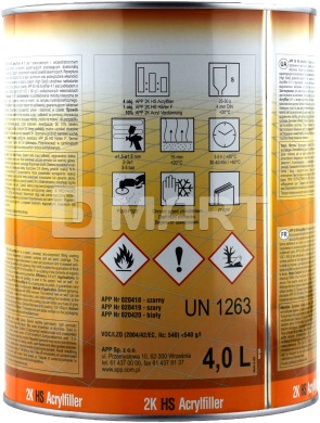 Грунтовка акрилова 2-компонентна APP 2К HS Acryfiller 4: 1 чорна