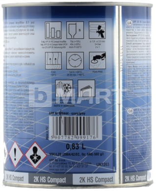 Грунтовка акрилова 2-компонентна APP 2К HS Compact Acryfiller 5: 1 сіра 0.83 л