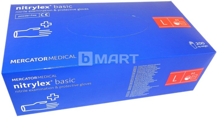 Перчатки 200 штук Mercator Medical Basic Powder-Free нитриловые нестерильные неприпудренные L Синие