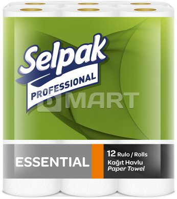 Бумажные полотенца рулонные Selpak Pro Essential 2 слоя (12 рулонов)