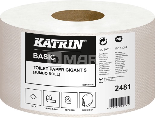 Туалетная бумага KATRIN Basic S в рулоне 150 м - белая