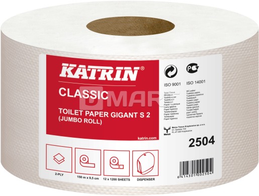 Туалетная бумага KATRIN Classic Gigant S2 в рулоне 150 м - белая