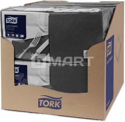 Салфетки Tork 33 см x 33 см, 200 шт - черные